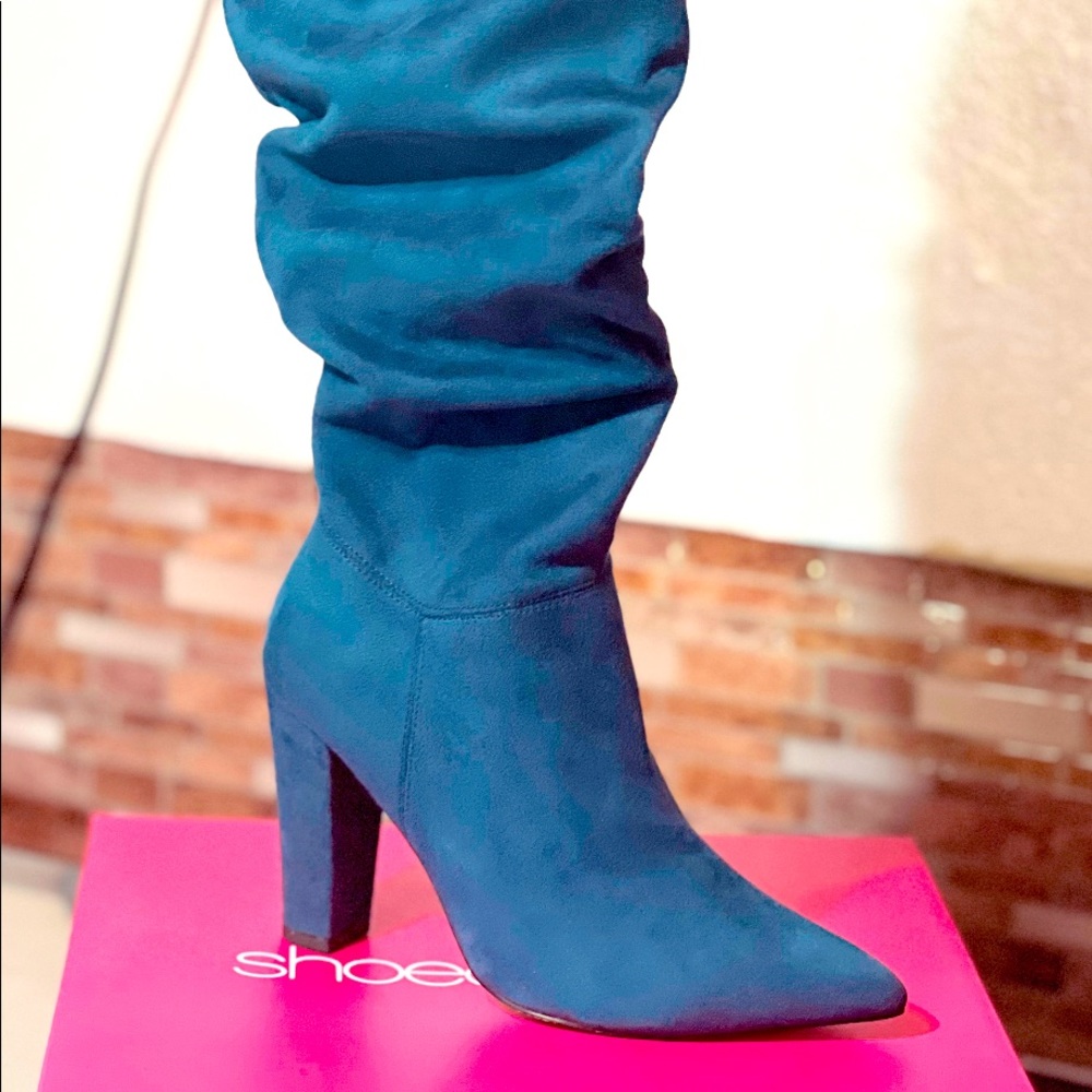 THIGH HIGH Teal Suede Boots